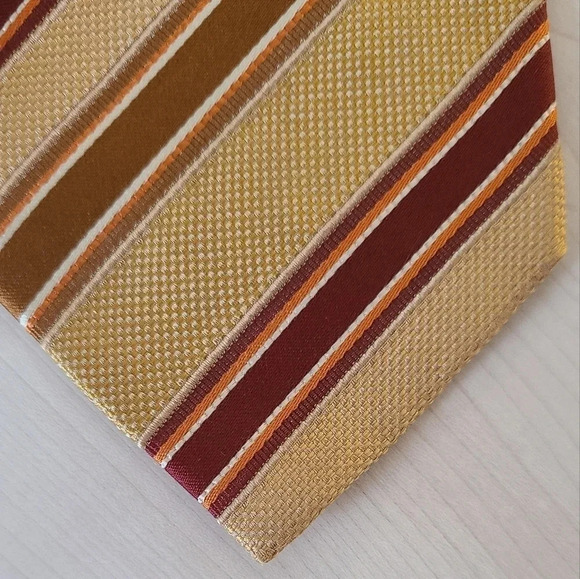🇩🇪HUGO BOSS tie, striped, yellow and burgundy - Picture 5 of 11
